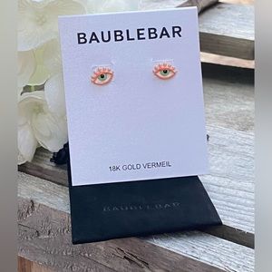 NWT BAUBLEBAR 18K GOLD EVIL EYE STUD EARRINGS